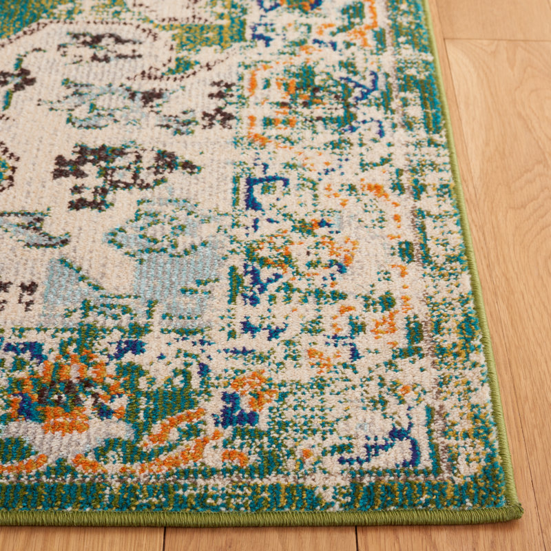Madison Green and Aqua Oriental Runner Rug