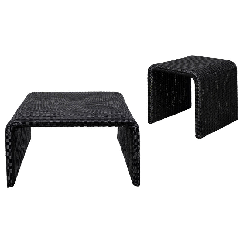 Ensemble de tables basses et de tables de bout en rotin 2 pièces Cahya