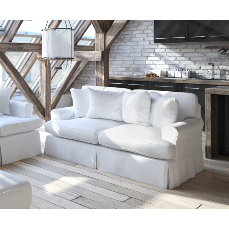 Wesham 60'' Slipcovered Loveseat, White Polyester
