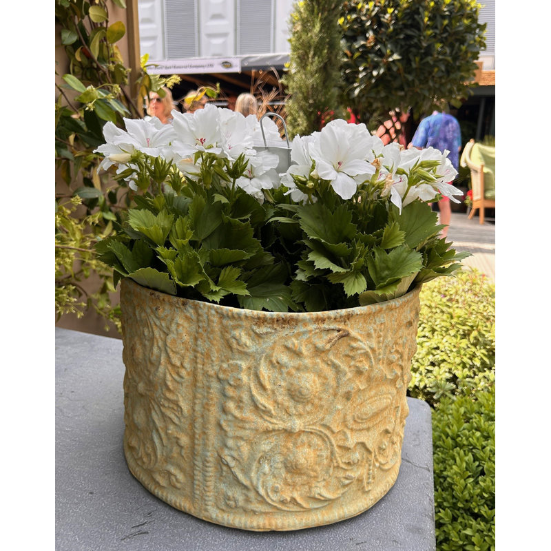 Percy Handmade Pot Planter, 22cm H x 32cm W 32cm D, Bronze Verdigris