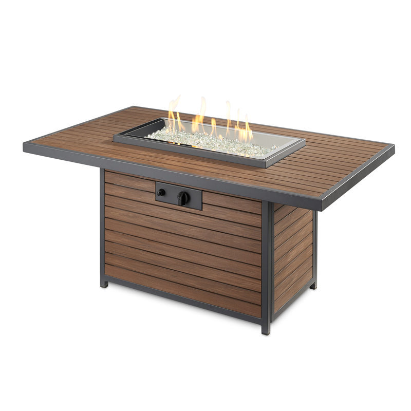 Kenwood Rectangle Polyresin Smokeless Fire Pit Table with Hidden Fuel Tank