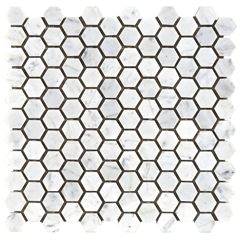 Carrara 1" x 1" Marble Honeycomb Mosaic Wall & Floor Tile