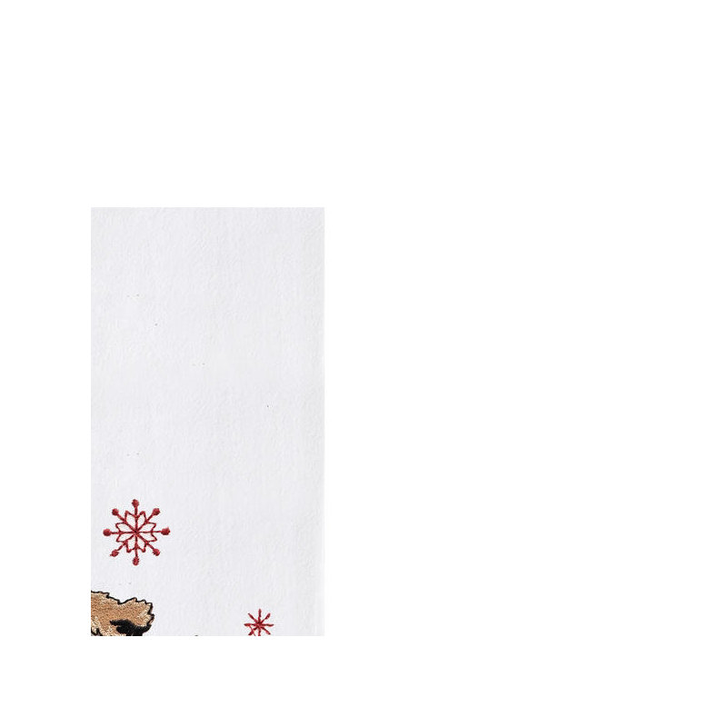 Festive Dog Jumping Christmas Holiday Machine Washable Embellished Flour Sack Kitchen Towel 27L x 18W in.