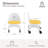 Low Rolling Accent Stool with Wheels, White Plastic Frame Wheeled Floor Stool with Soft Yellow Cushion, Compact Mobile Curved Back Stool for Adults Reading Housework, Also Usable for Kids Playroom Bedroom-129694212