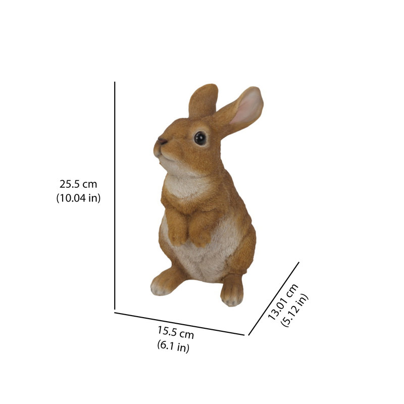 Adorable Brown and White Polyresin Standing Rabbit Statue