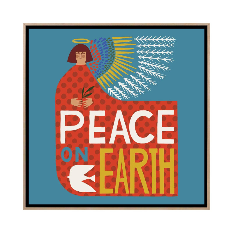 Peace Peace - reproduction d'art murale - toile encadrée, Beige, H 26 po x l 26 po, Impression encadrée sans passe-partout