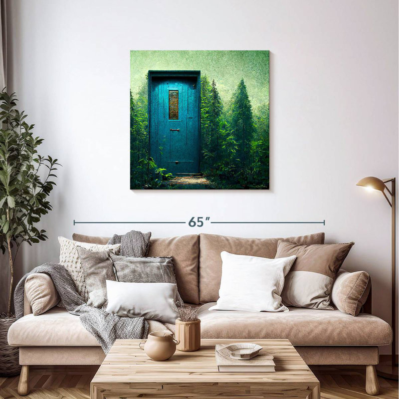 Kelan porte bleue dans le vert, H 36 po x l 36 po