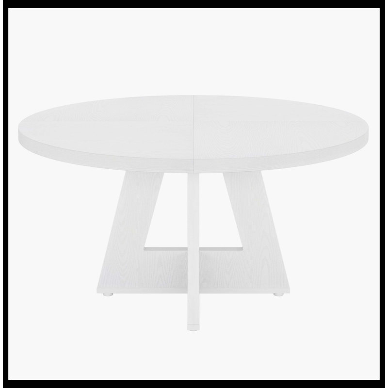 Round Dining Table For 4, 47" Wooden Kitchen Table Farmhouse Dinner Table, White