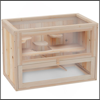 2-Level Hamster Cage Mice And Rat House, Small Animal Habitat For Guinea Pigs, Chinchillas With Openable Top, Front Door, Shelf And Ladder