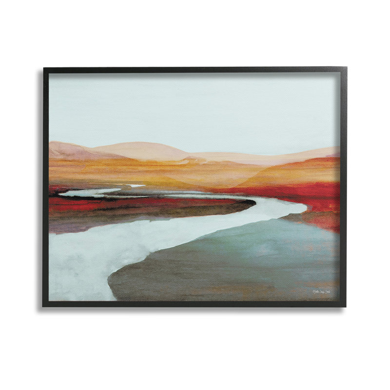 «Flowing River Landscape Single Frame Frame» par Stellar Design Studio sur, H 11 po x l 14 po, Giclée encadrée noir minuit