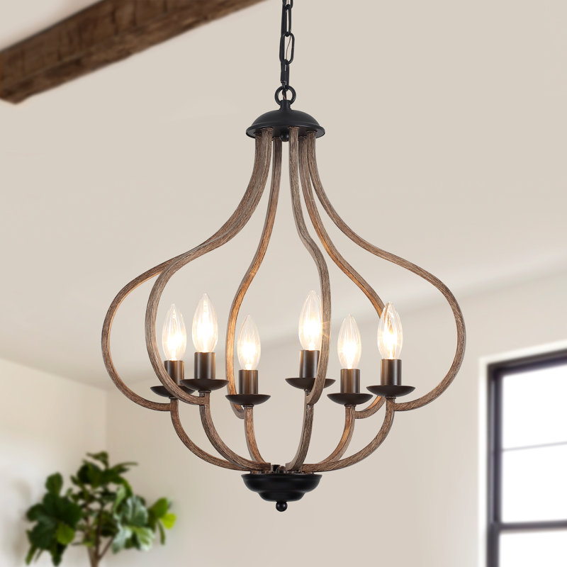 Lustre style campagnard 6 lumières, Noir