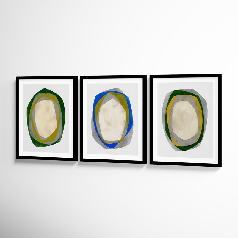 Geode 1-3 by Jacques Pilon, 20" H x 16" W, Black Framed