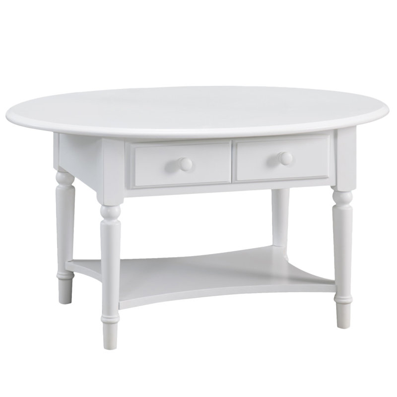 Coastal Solid Wood Oval Coffee Table, Orchid White
