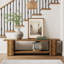Upholstered Bench with Shelves