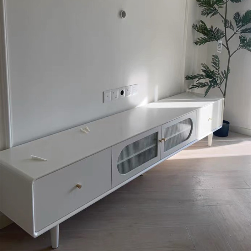 Elegant TV stand with smooth rounded edges, 86.61"