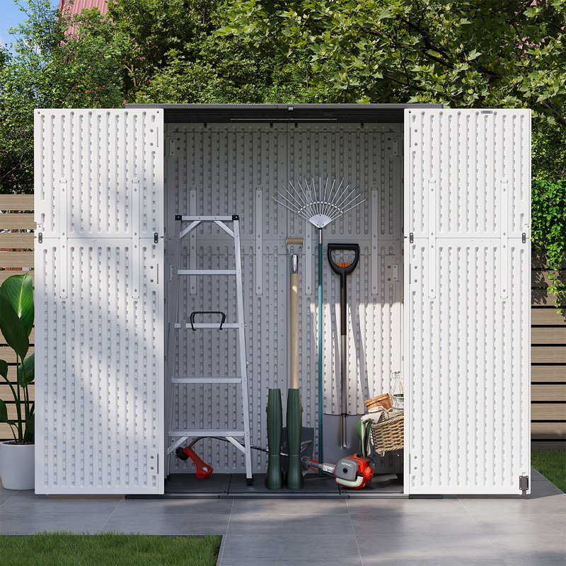 4.7’ W X 2.2’ D Outdoor Resin Vertical Tool Shed, Storage Shed, Durable Garbage Shed For Garden Patio Furniture And Yard Tools