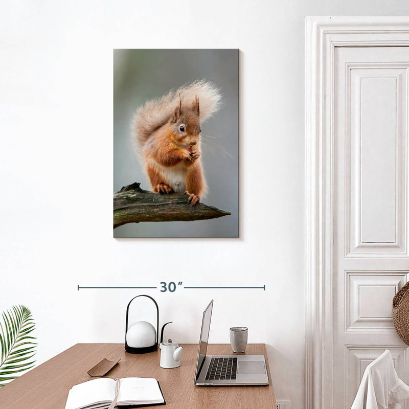 Brampt Red Squirrel Eating On A Branch, 30" H x 20" W