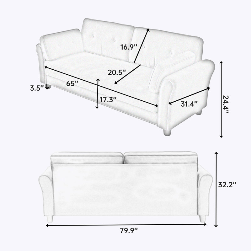 Causeuse Isela, Velours beige