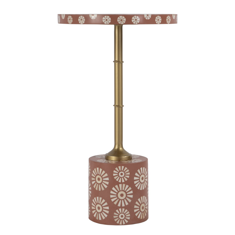  Bethel W - Table d'appoint ronde en os et fer, rose, Rouge