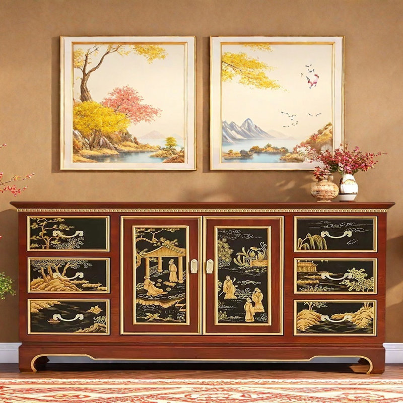 Classical Painted Sideboard, 35.43" H x 78.74" W x 15.75" D