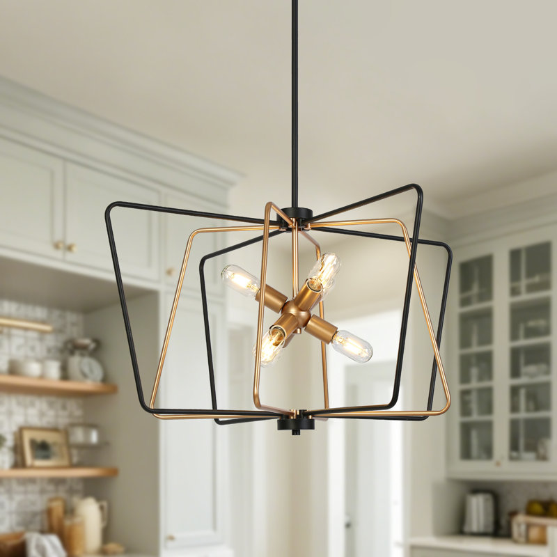  Aldrena 6-Light Large Dimmable Geometric Sputnik Kitchen Island Chandelier