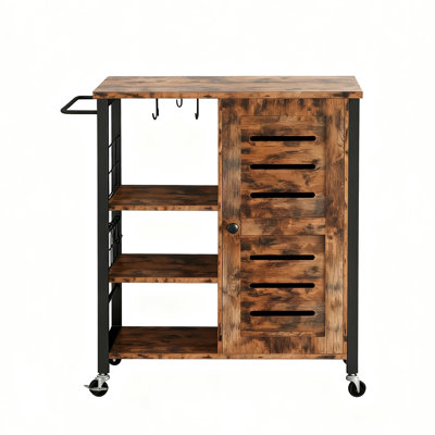 Kitchen Cart, Storage Cabinet With Door And Adjustable Shelves, Cupboard Sideboards And Buffets With Removable Cart Handle Cup Hook, For Kitchen, Livi
