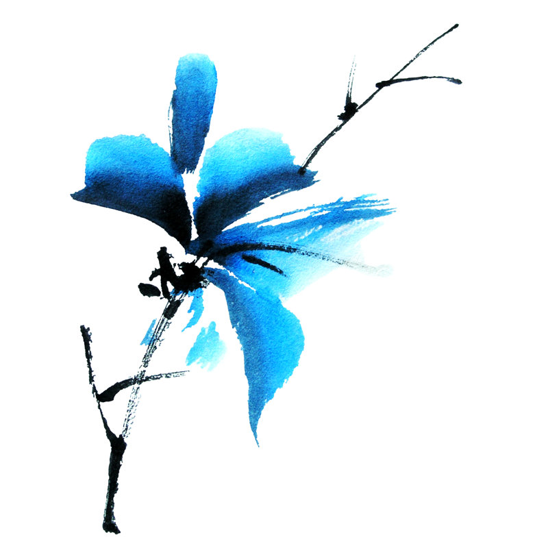 Fleurs bleues par Ola_Tarakanova, H 12 po x l 12 po