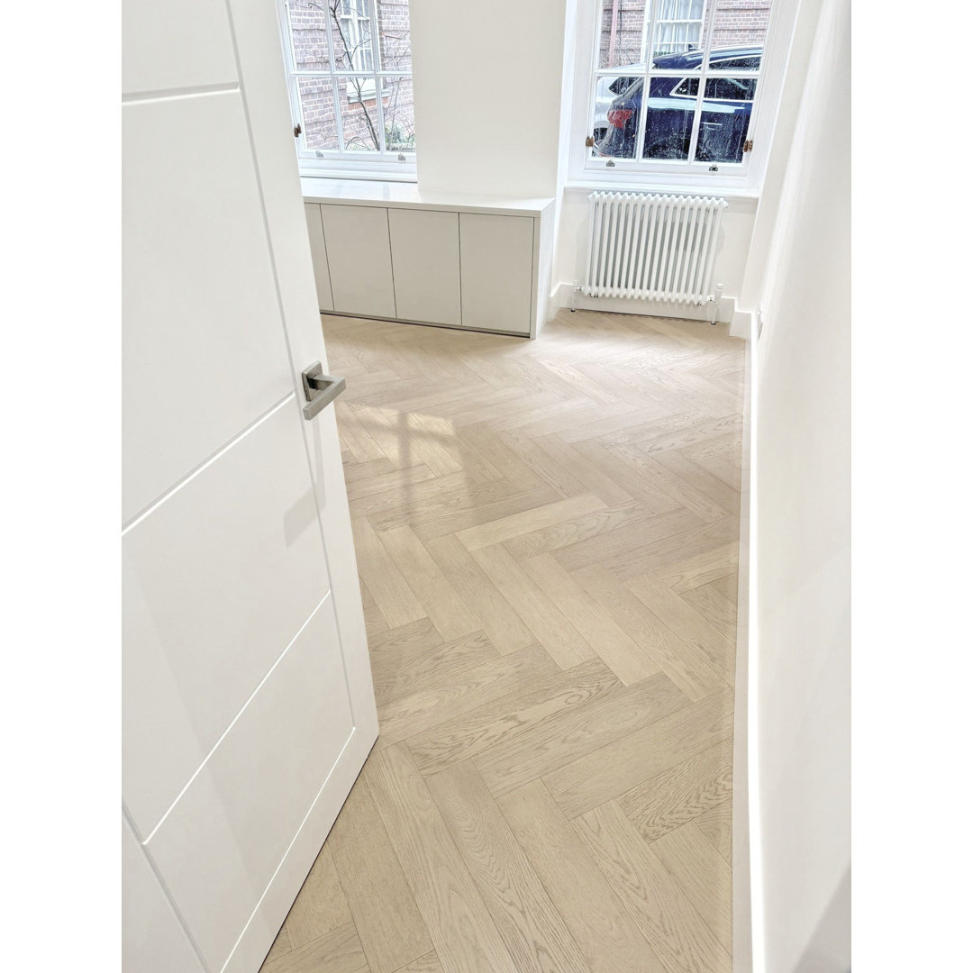 Oak Brushed,White UV Oiled Herringbone Engineered Flooring
