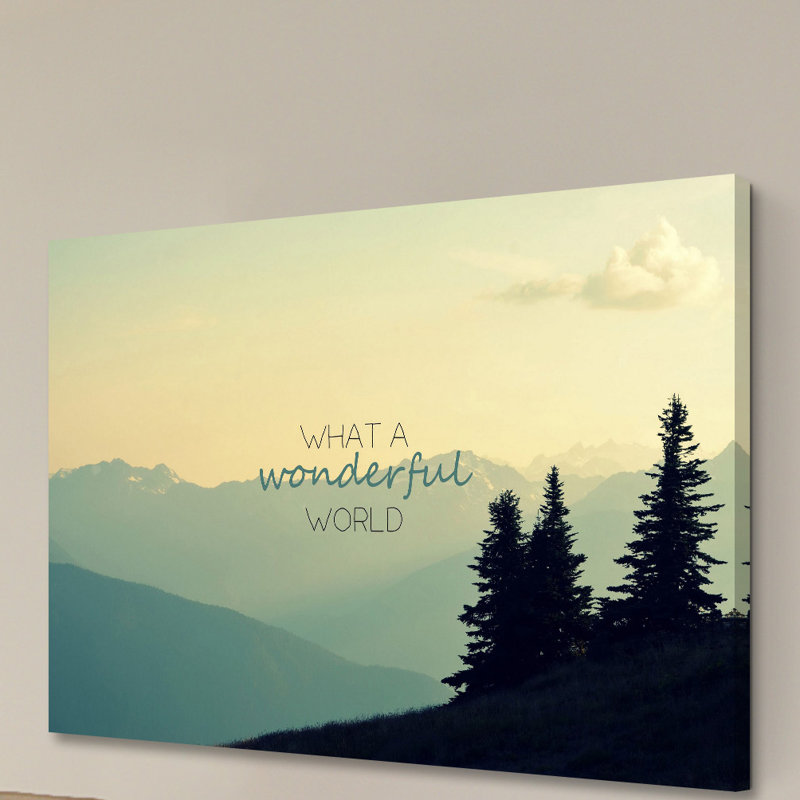 Reproduction d’art sur toile tendue "what a merveilleux world" par robin, H 40 po x l 60 po x P 1,5 po