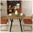 35.43" Round Dining Table with Metal Legs, Rustic Brown MDF Kitchen Table for Small Spaces