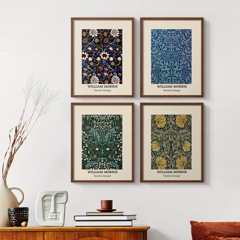 " William Morris XXI " 4 Piece Art Set, Black, 44" H x 14" W