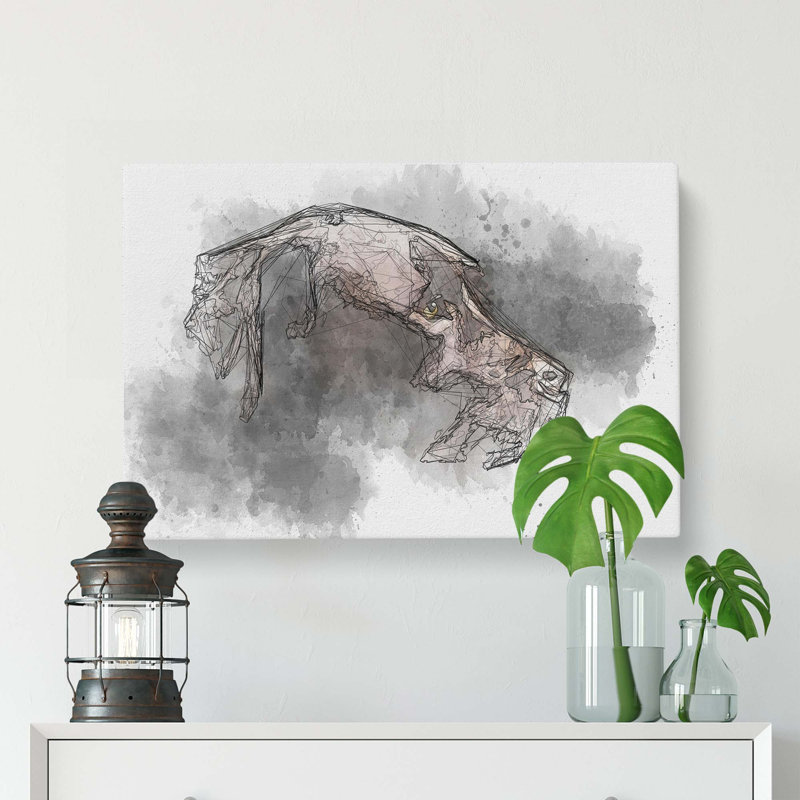 Chocolate Brown Labrador Dog in Abstract - Wrapped Canvas, 50cm H x 76cm W x 3cm D