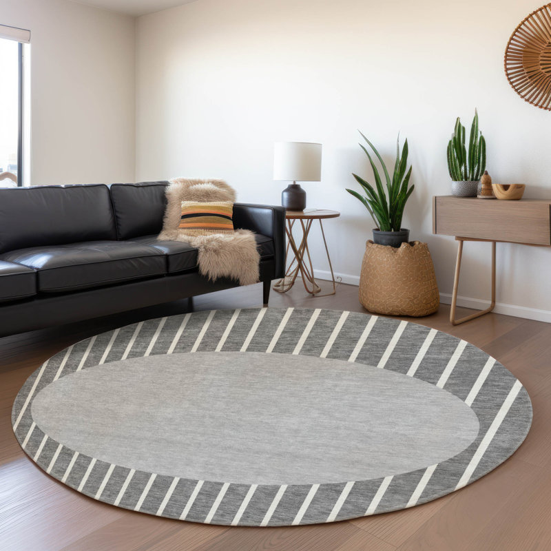 Premium Machine Washable Naglee AMF994 Stripes Rug, Round 8'