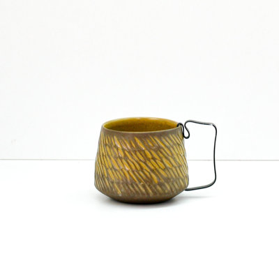  Mocca Sand - tasse moyenne en grès fabriquée à la main avec poignée amovible