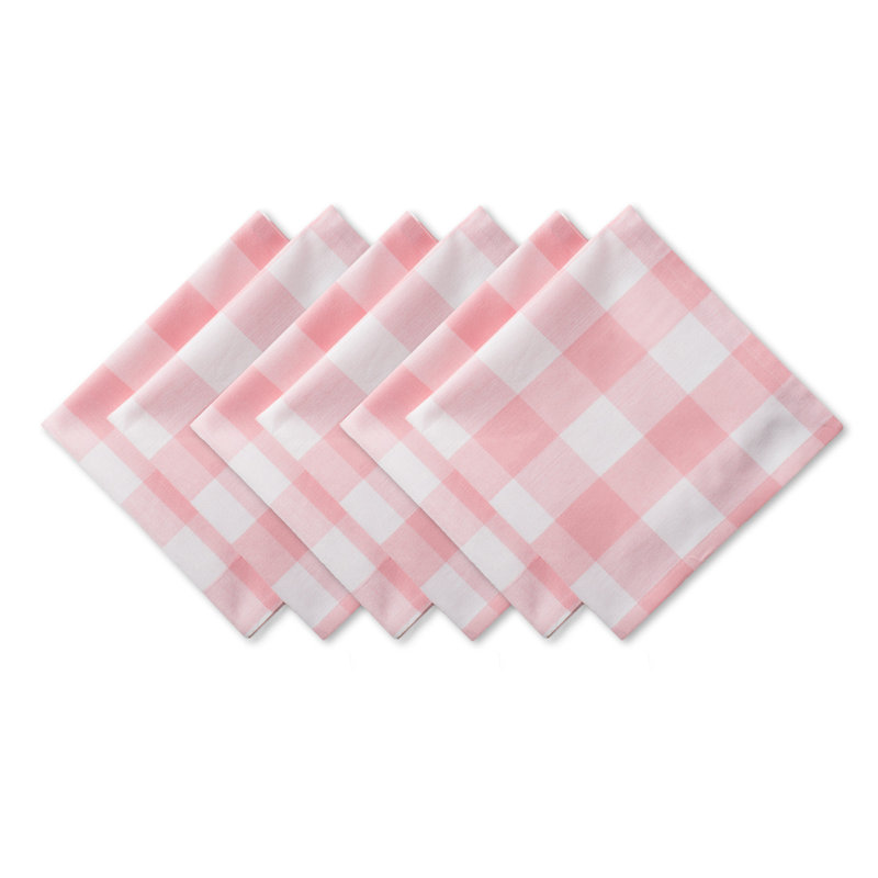Mya-Rose Cotton Plaid Square Napkin, Pink