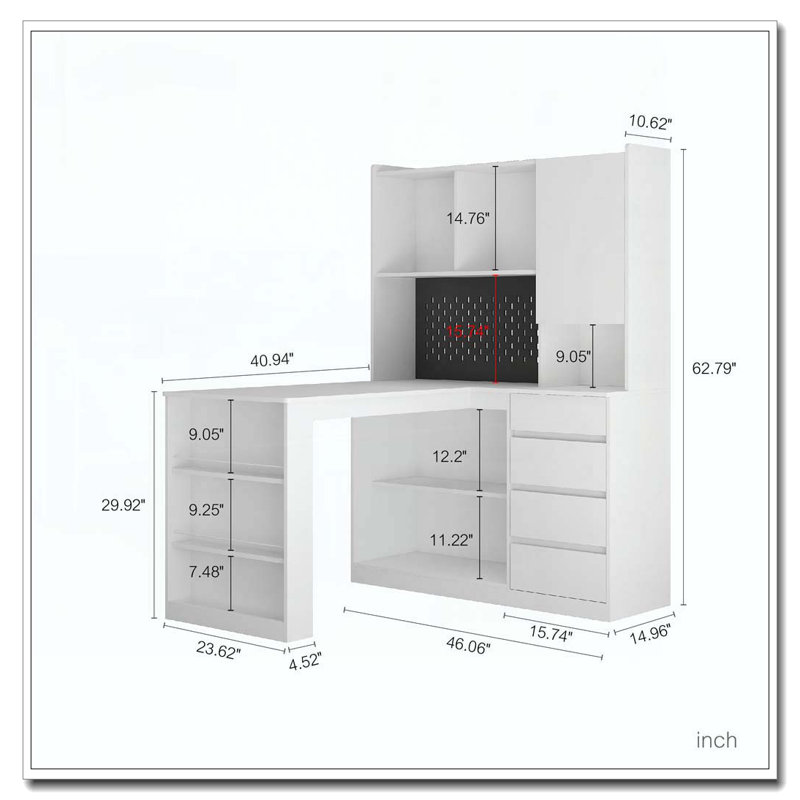 L Shaped Desk, White3