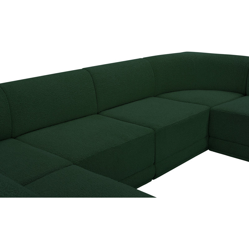 Canapé modulaire rembourré 7 pièces Ollie, Tissu bouclé vert