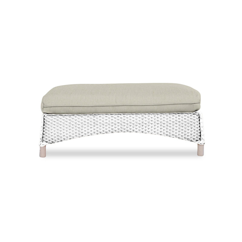 Mandalay Outdoor Ottoman, White, Rollo Linen