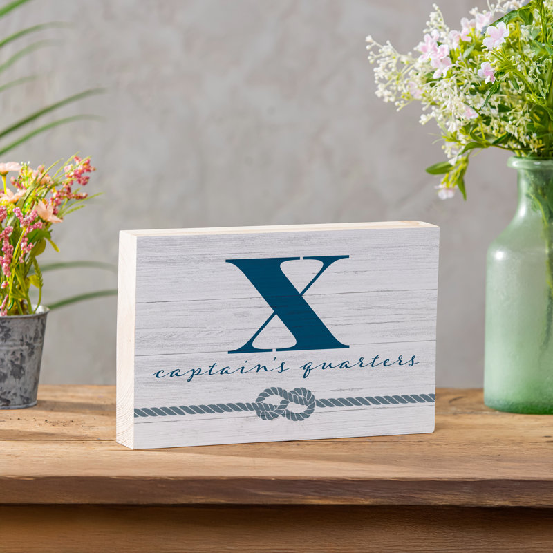 Capitaine en bois Coastal Monogram 12 po x 8 po