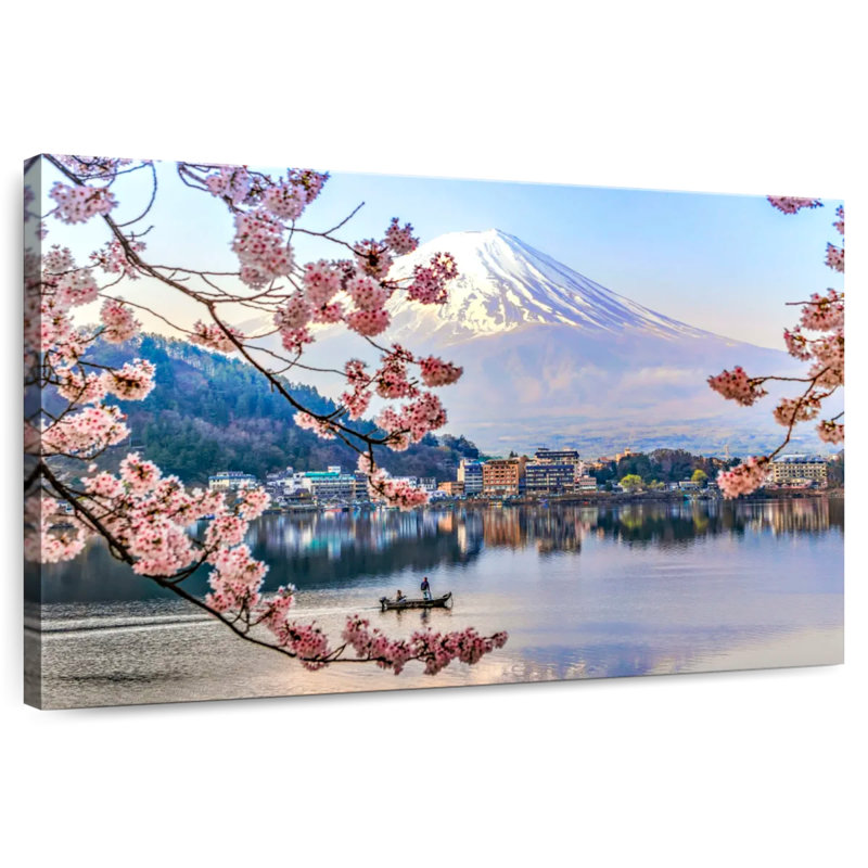 Scène de printemps du lac Senne Kawaguchi, H 8 po x l 12 po