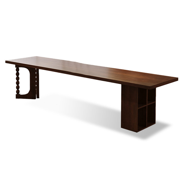 Bureau moderne en bois massif, bureau de salon avec bibliothèque, H 29,53 po x l 94,49 po x P 31,5 po