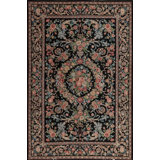 Chateau Collection Hand Knotted Wool Area Rug in Black