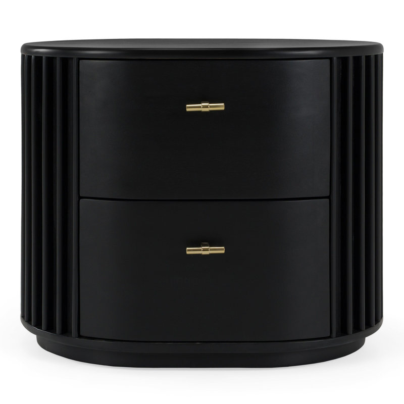 Haring - Table de chevet moderne en acacia, Noir