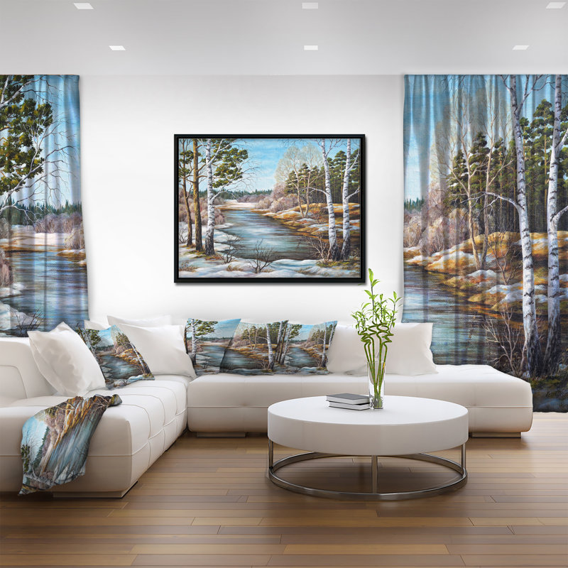 Schafer «The Spring Siberian River», peinture, H 30 po x l 40 po x P 1,5 po, Toile avec cadre flottant