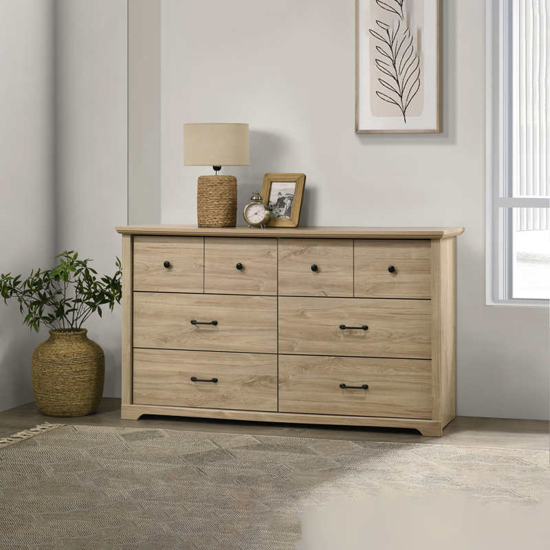 Commode 6 tiroirs l 57 po avec poignées noires