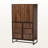 Torian Panel Door 8-Internal Shelf Walnut & Black Storage Cabinet, 52.95" H X 31.15" W X 15.38" D