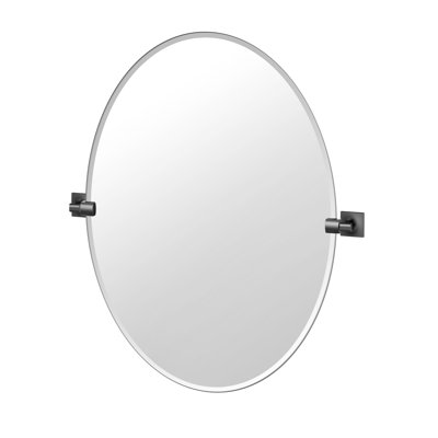 Miroir de salle de bain ovale sans cadre Waterline | Miroir mural pivotant et biseauté