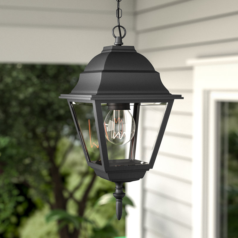 Lanterne suspendue d'extérieur 1 lumière Ledbetter H 12,5 po, Noir mat