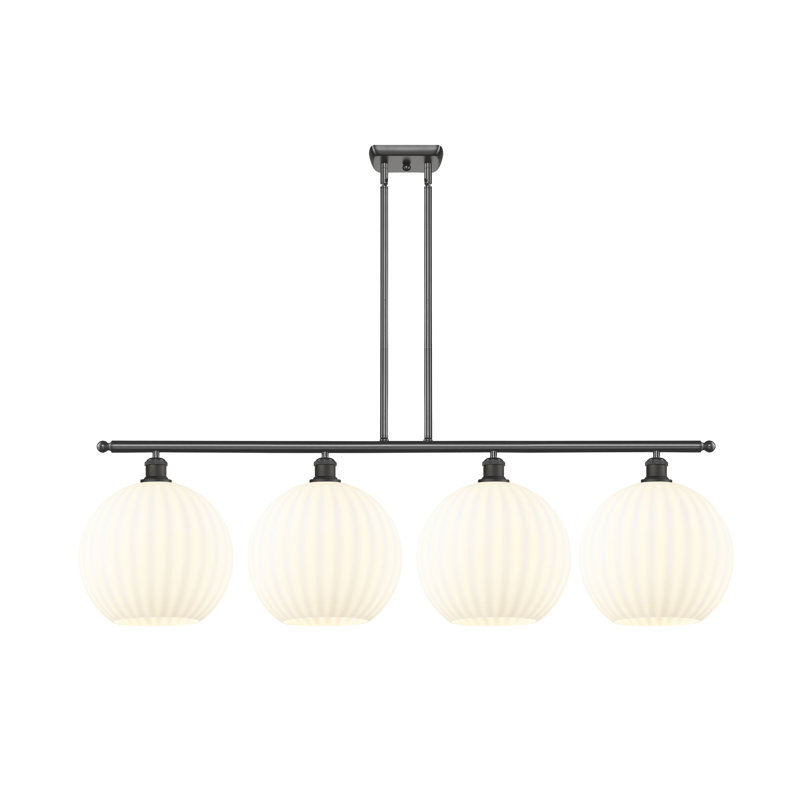 Bepler 4 - Light Steel Dimmable Kitchen Island Globe Chandelier, Oil Rubbed Bronze, 14" H x 50.25" W x 12" D