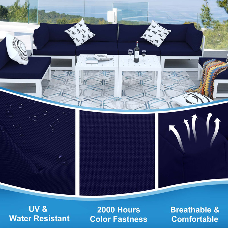 Housse de coussin pour l'extérieur 6 pièces, Marine